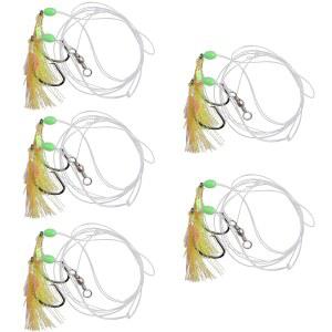 AGOOL 낚시 미끼 리그, 5 /15팩 바닷물 낚시 리그, 모노 리더 회전 물고기 스킨, 가자미, 농어, 넙치, 블랙 폼파노 낚시용