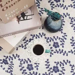 [셀러에이드]테이블커버 소 파란꽃 식탁보 테이블보 린넨