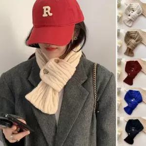 남성 여성 투 단추 꽈배기 짜임 미니 목도리 URK 393 털 목도리 머플러 가을 니트 여성 남녀