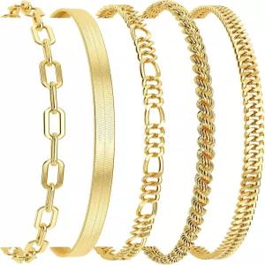 디어메이 14K 골드 도금 여성용 팔찌 쥬얼리 세트 귀여운 테니스 비즈 쿠바 링크 페이퍼클립 체인 다인티