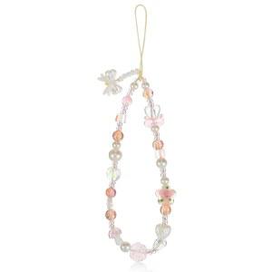 쉬메루 핑크 카메라 스트랩 손목 귀여운 유리 구슬 디지털 휴대폰 매력 케이스 가방 열쇠고리 액세서리용 Y2K 스타일 진주