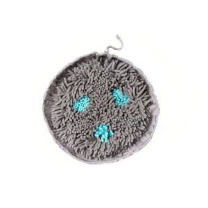 애완동물 부모 먹이 먹는 그릇, 소프트스너트 및 미끄럼 방지 기능이 있는 슬로우 피더 개와 고양이 휴대용 퍼즐 장난감 스너플 매트, 30온스, 모던 그레이(메도우 연못)