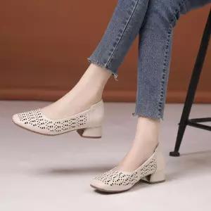 여친 단화 펀칭 슈즈 샌들 사계절 리얼 펌프스 편안한 웨지힐 가죽 봄여름 admr2