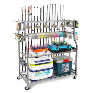 PeBro 낚싯대 홀더, 차고용 낚싯대 홀더, 낚싯대 태클 박스 릴 보관용 낚싯대 홀더, 후크와 바퀴가 있는 올인원 낚싯대