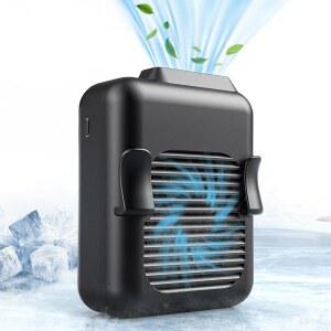 쿠니 휴대용 허리 벨트 선풍기 충전식, 23시간 사용 시간, 3단 속도의 5100RPM 강력한 공기 흐름, 블루 칼라용 핸즈프리 목걸이 선풍기, 야외 작업용 개인 언더 셔츠 냉각