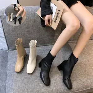 여성 뒷지퍼 워커힐 앵클힐 첼시부츠 슬림삭스