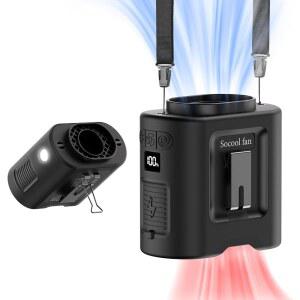 벨트 360 회전 웨어러블 충전식 개인 셔츠 팬, 67H 냉각 5단 배터리, 가벼운 목 팬 핸즈프리로 야외 작업 현장 캠핑용 Socool 14500mAh 휴대용 허리 클립