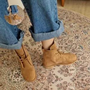 라운드 스웨이드 빈티지 레이스업 워커 부츠Y