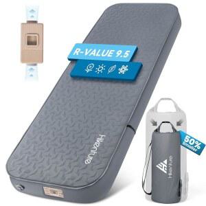 하이켄츄어 4인치 두꺼운 자가 팽창 수면 패드, 폼 & 에어 캠핑 매트리스, 9.5 R-값 단열 매트, 텐트, 자동차, 간이 침대, 트럭용 휴대용 사계절 패드