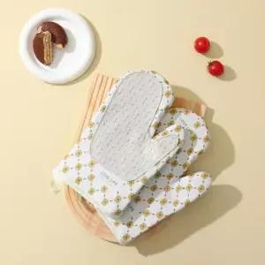 긴오븐장갑 두꺼운 실리콘 오븐 장갑 화이트