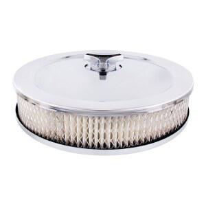 유나이티드 퍼시픽 S1107 크롬 10인치 에어 클리너 어셈블리, 로우 프로파일, 다이캐스트 도금 윙 너트, 필터 및 브리더 호스 니플 포함 - ONE 세트