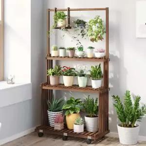 3 단 행잉 나무 식물 스탠드 실내 야외 화분 선반 정리함 랙 다중 디스플레이