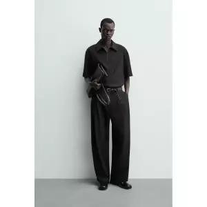 ZARA 하이테크 지퍼 폴로셔츠 - 블랙