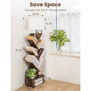 탭홀더릭스 6단 모서리 오피스용 바닥 작은 있는 러스틱 책장 정리함 높이의 수납장이 좁은 거실 침실 브라운 서가 트리