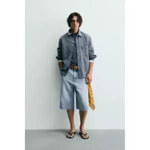 ZARA 자라 체크 릴렉스핏 셔츠 - 블루 127306