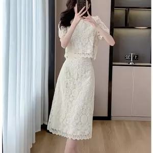 미에스틸로 여자 치마 슬림 시폰 투피스세트 패션 쉬폰 레이스 ADOR2