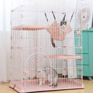 새로운 핑크 대형 공간 럭셔리 고양이 빌라 홈 실내 작은 고양이 개 Cattery 화장실 Bilayer 가정용 고양이