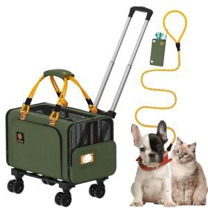 PAWZIDEA 바퀴가 달린 확장형 반려동물 캐리어, 18인치 X11