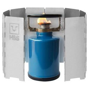 H&S 접이식 캠핑 스토브 윈드스크린, 알루미늄 플레이트 10개, 야외 캠핑용 휴대용 케이스 포함 윈드실드