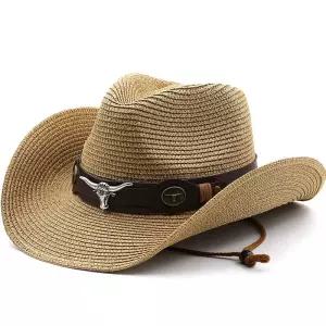 챙 카우보이모자 밀짚 웨스턴 모자 여름