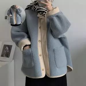 여성 3컬러 겨울 따뜻한 단추 뽀글이 양털 후리스점퍼