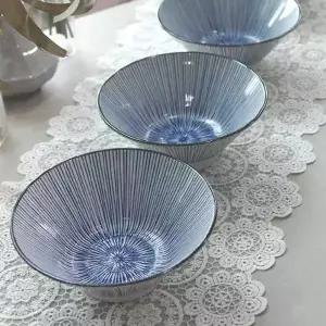 청아한 컬러 일본 가정식 면기 4P 세트 도자기 그릇 도자기식기