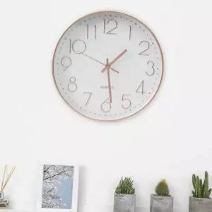 [셀러에이드]원형 벽시계 화이트 로즈골드 29cm 시계 저소음 모던