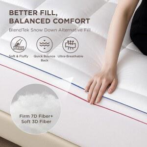 BEDSURE QUEEN 추가 허리 매트리스 대체 토퍼 커버는 패드 흰색 깊은 토퍼 베개 침대 최대 있는 위한 충전재로 21인치 가득 두꺼운 포켓이 부드러운 다운