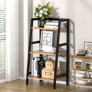 3단 책장 선반 작은 침실 사다리 선반 브라운 러스틱 블랙 거실 있는 금속 산업용 강철 위한 주방 오피스 스탠드업 프레임이