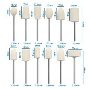 12개 울 폴리싱 헤드 2.35mm 생크 여성용 네일 펠트 보브스 조각기 연마 도구 그라인딩 로터리 드릴 날 비