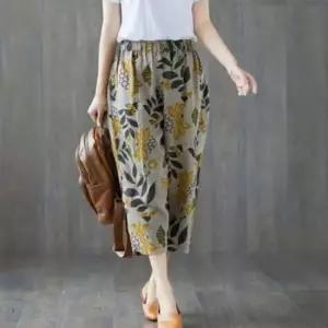 [라일리여성의류] Rly 바지 밴딩 배기 팬츠 여성 여름 린넨 무늬 의류