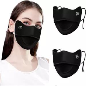 위안스트 2Pcs UV 마스크 여성용 선 실외용 쿨링 통기성 페이스 커버 세탁 가능 재사용