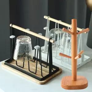 원목 철제 주방 컵걸이