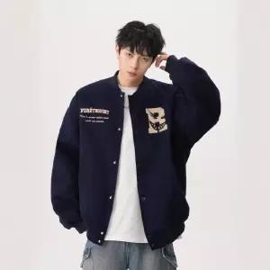 빈티지 봄 남자항공점퍼 레터링 자수 자켓 남녀 야구복 오버핏 커플 상의 트렌드 ible1