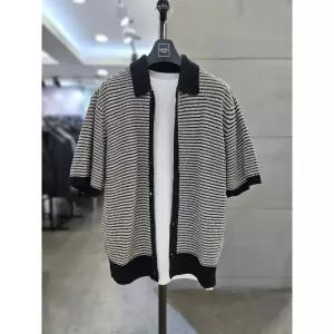 바쏘옴므 세이브존03 바쏘옴므 25 네이비 면 혼방 베이직카라 반팔 니트 가디건 WSYFZ