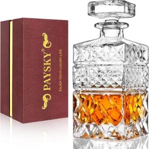 위스키 디캔터 선물 상자에 유리 마개가 있는 27온스 주류 프리미엄 버번 크리스탈 스카치 스코치