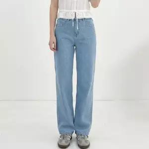 [라일리여성의류] Rly 여자 하이웨스트 사선절개 데님 팬츠