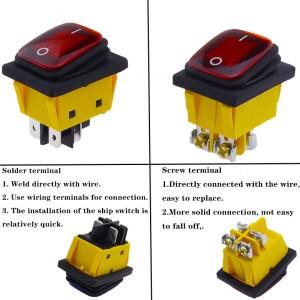 KCD4 on off 30A/250V 헤비 듀티 4핀 DPST IP67 밀폐형 방수 T85 자동 보트 해양 토글 로커 스위치LED 12V