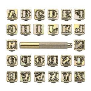 Yoption 27Pc 대문자 가죽 스탬프 키트 1/2 u201D / 13mm, 알파벳 공예 도장 도구 세트