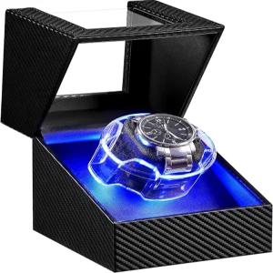 자동 시계용 ANWBROAD 와인더 LED 크리스탈 디자인의 4가지 모드 더블 박스 타입-C 어댑터가 장착된 초조용