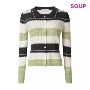 [SOUP](타임스퀘어점패션관)스트라이프 컬러 배색 카라 니트 가디건 (S64GD02)