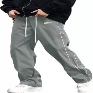 ZAFUL 남성 배기 트랙 팬츠 Y2K 스트리트웨어 드로스트링 레터 포켓 캐주얼 라운지