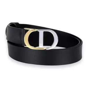 디올 여성 30 몽테인 25mm 레더 벨트 블랙 131856002