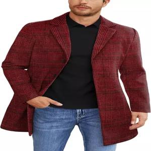 COOFANDY 남성 울 블렌드 코트 겨울 트렌치코트 노치 라펠 칼라 싱글 가슴 오버코트 클래식 피코트 주머니