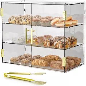 CItyjoy 3단 투명 아크릴 카운터 탑 베이커리 디스플레이 케이스 5mm 고충격 PETG 패널 빵 19.5 X15 X10.2