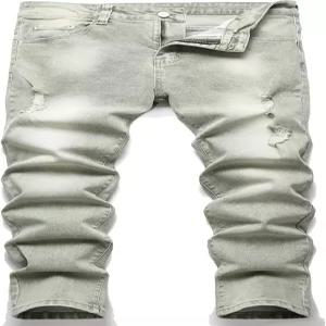 LZler 남성 찢어진 청바지 디스트릭트 디스트로이드 슬림 핏 스트레이트 레그 데님 팬티 구멍 있음
