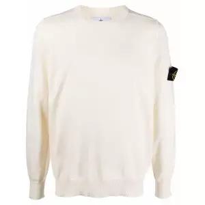 [스톤아일랜드] 13주년 와펜 라운드 니트 아이보리 7615540B2 V0099