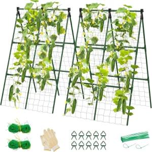 오이 트렐리스 2팩 야외 식물 등반용 34인치×48인치 정원 키 큰 침대용 A프레임 채소 토마토 스쿼시