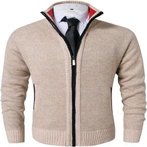 밴션 남성 클래식 가디건 스웨터 스탠드 칼라 슬림 핏 캐주얼 니트