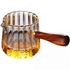 유리컵 카페 손잡이 300ml 커피샷잔 핸들 우드손잡이 우드